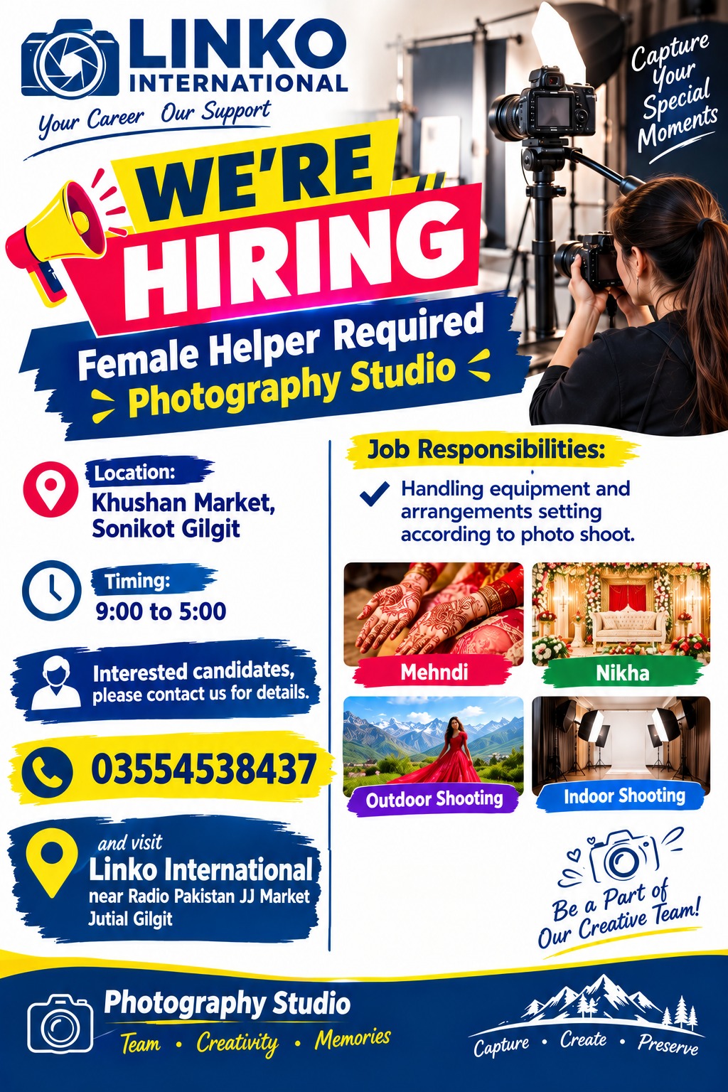 Female Jobs in Gilgit 2026 – Photography Studio Helper Vacancy