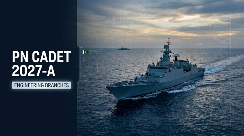 Pakistan Navy PN Cadet Engineering Branches Permanent Commission Term 2027-A recruitment advertisement