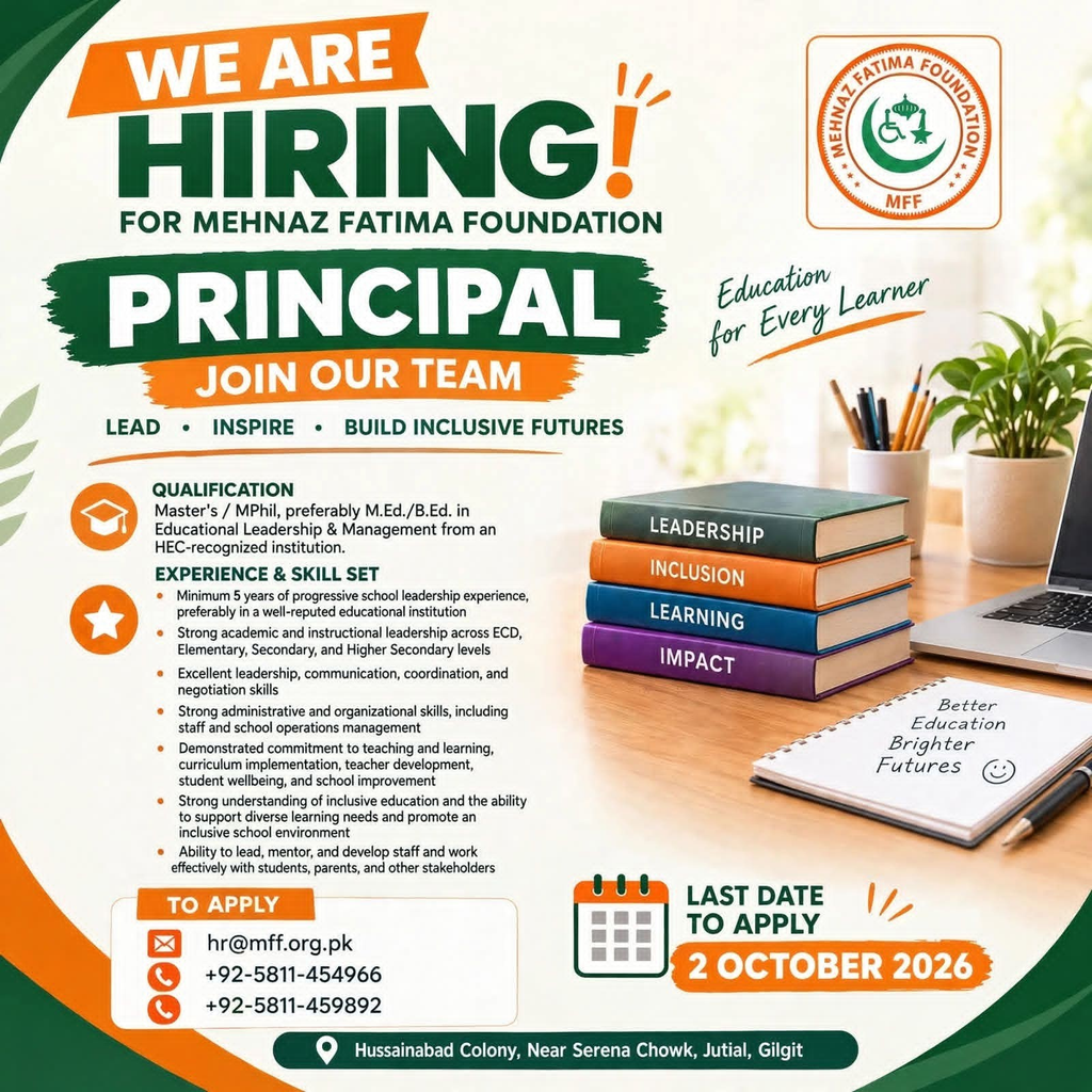 Principal Jobs 2026 in Gilgit-Baltistan | Mehnaz Fatima Foundation
