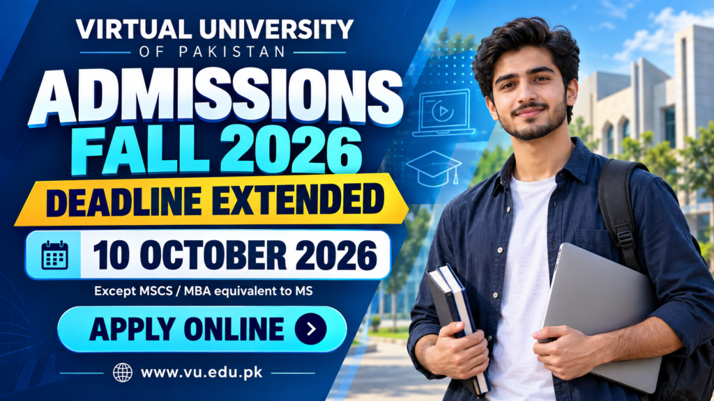 VU Admissions Fall 2026 – Apply Online by 10 October